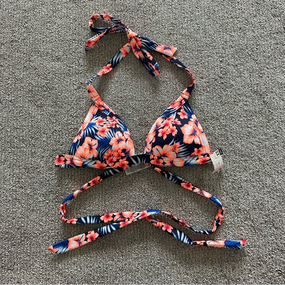PINK Victoria's Secret Blue and Orange Wrap Bikini Top Size XS
